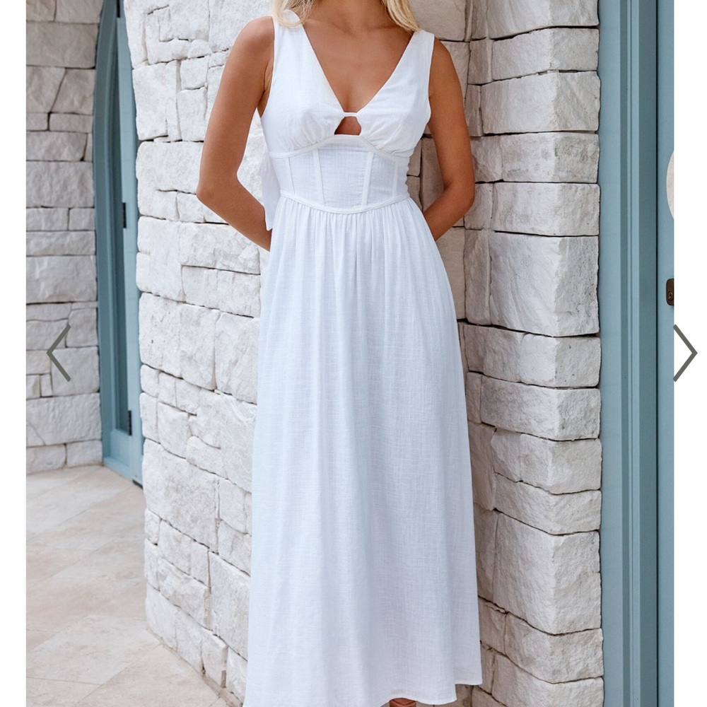 Showpo White Linen Maxi Dress